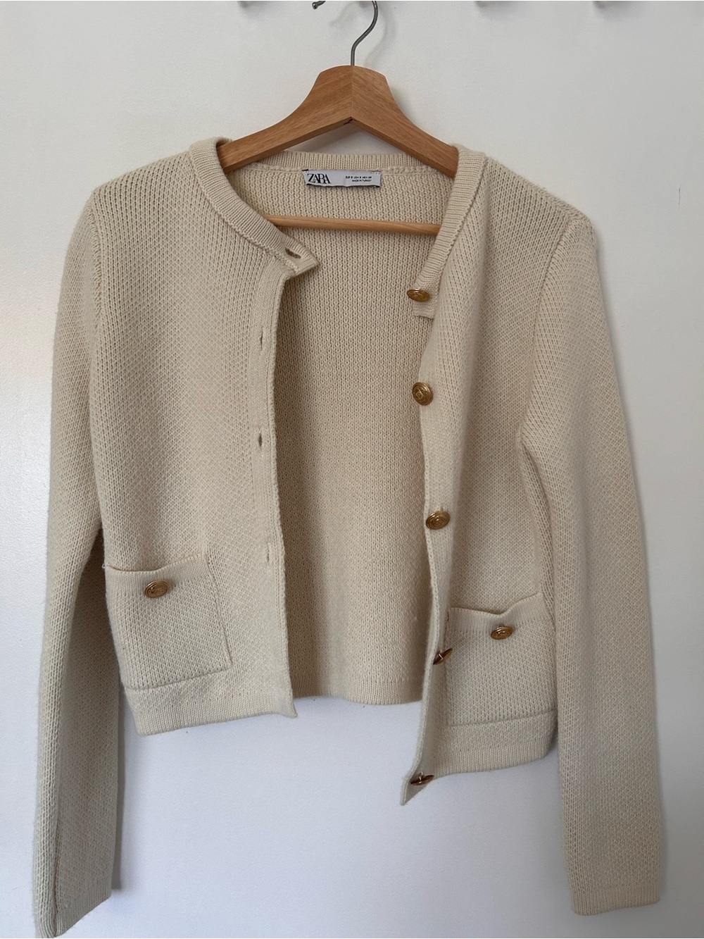 Zara Cream Knit Button-Front Women's Cardigan Sweater
